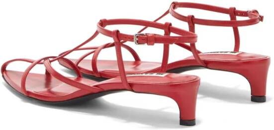 Jil Sander pointed open-toe leather sandals Red