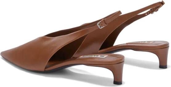 Jil Sander pointed-toe leather slingback pumps Brown