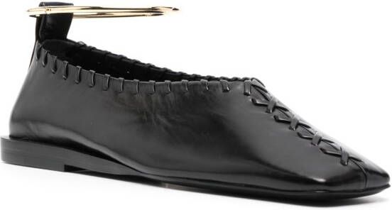 Jil Sander ring-detail ballerina shoes Black
