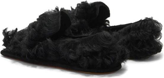 Jil Sander round-toe shearling slippers Black