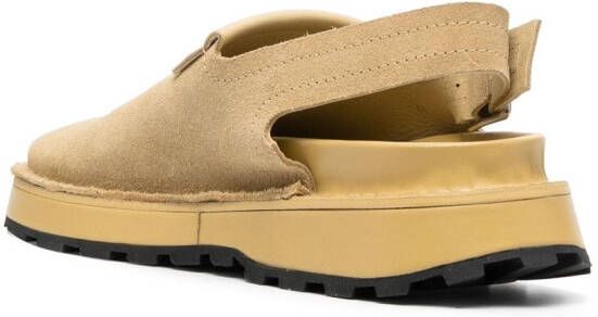 Jil Sander round-toe suede slippers Yellow