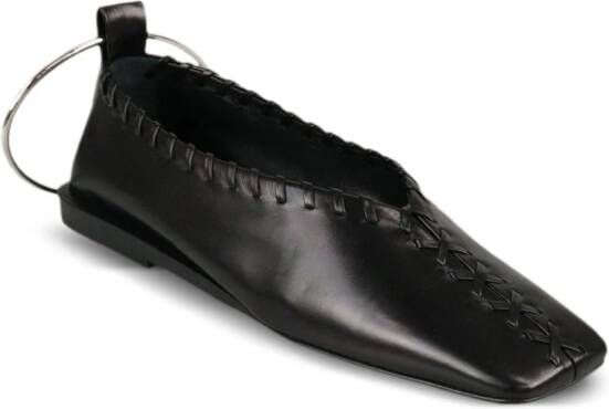 Jil Sander Scarpa leather ballerina shoes Black