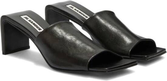 Jil Sander square open-toe leather sandals Black
