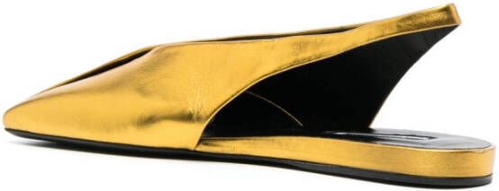 Jil Sander square-toe metallic ballerina shoes Gold