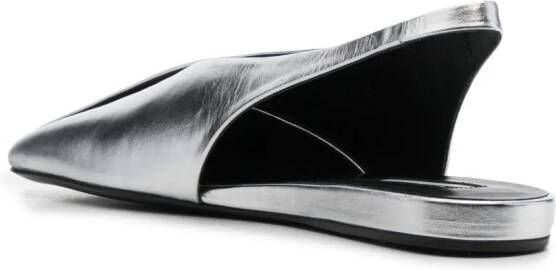 Jil Sander square-toe metallic ballerina shoes Silver
