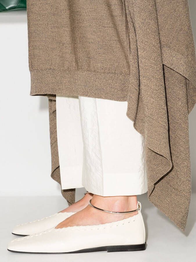 Jil Sander square toe stitch detail ballerina shoes Neutrals