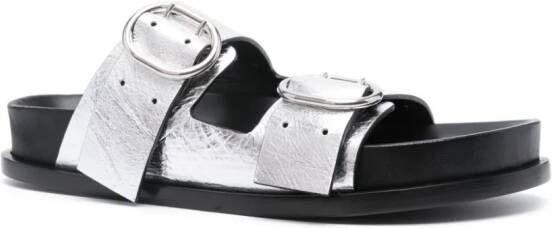 Jil Sander two-strap leather sandals Silver