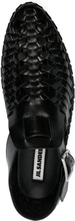 Jil Sander woven leather flat sandals Black