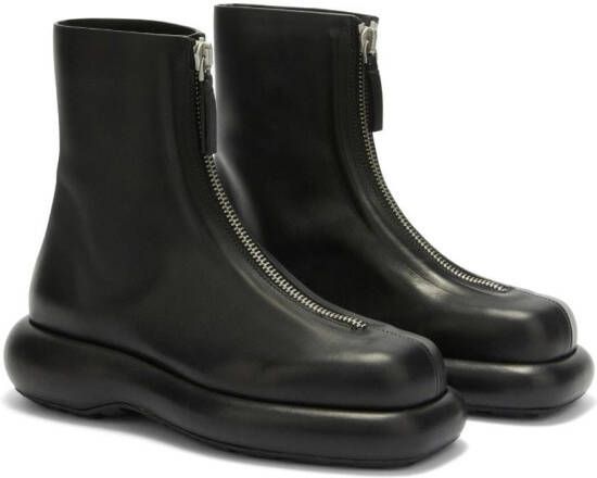 Jil Sander zip-up leather boots Black