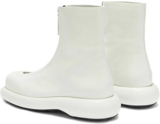 Jil Sander zip-up leather boots White