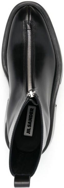 Jil Sander zipped leather booties Black