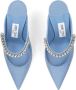 Jimmy Choo 100mm Big crystal-embellishment leather mules Blue - Thumbnail 4