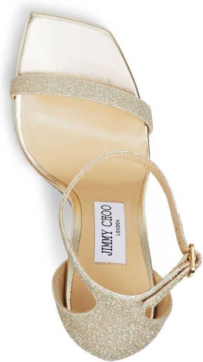 Jimmy Choo 120mm Alva glitter sandals Gold