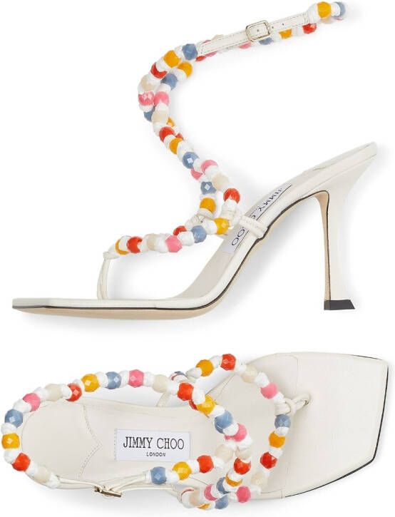 Jimmy Choo 90mm bead-embellished sandals White