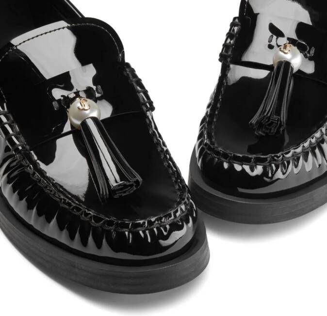 Jimmy Choo Addie pearl-embellished leather loafers Black