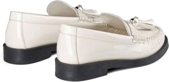 Jimmy Choo Addie pearl-embellished leather loafers White