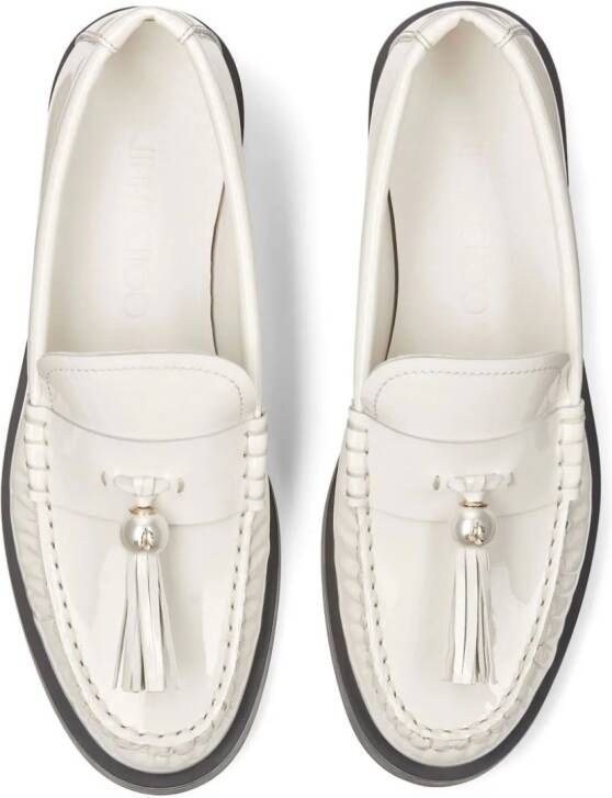 Jimmy Choo Addie pearl-embellished leather loafers White