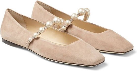 Jimmy Choo Ade square-toe ballerina shoes Pink