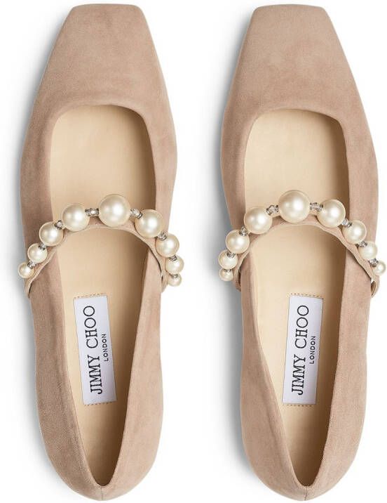 Jimmy Choo Ade square-toe ballerina shoes Pink