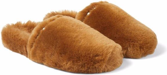 Jimmy Choo Alienate flat shearling slippers Brown