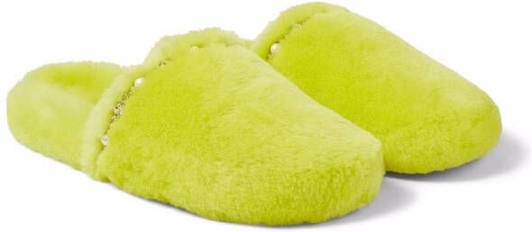 Jimmy Choo Aliette shearling slippers Green