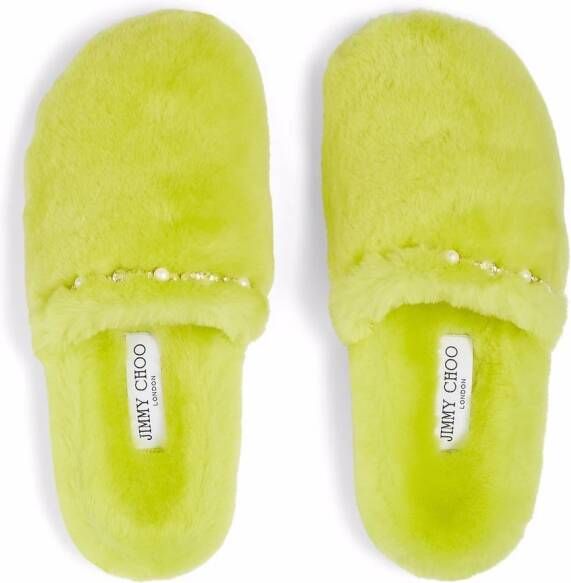 Jimmy Choo Aliette shearling slippers Green