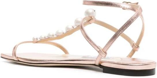 Jimmy Choo Amari pearl-detailed flat sandals Pink