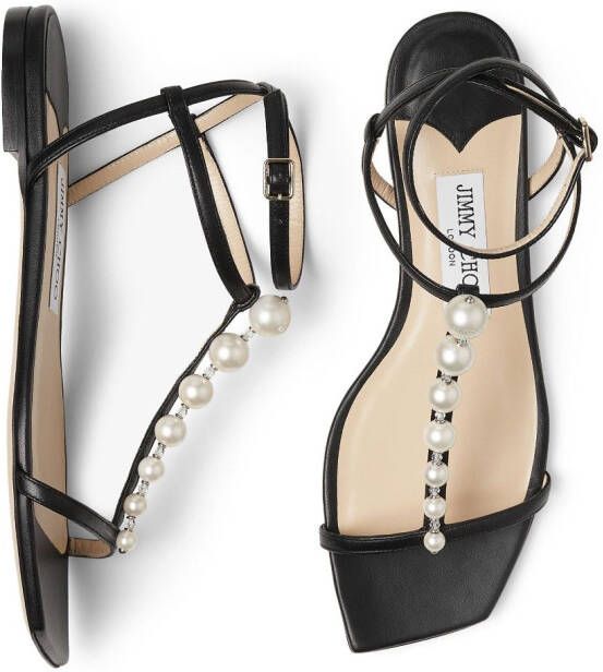Jimmy Choo Amari pearl-embellished leather sandals Black