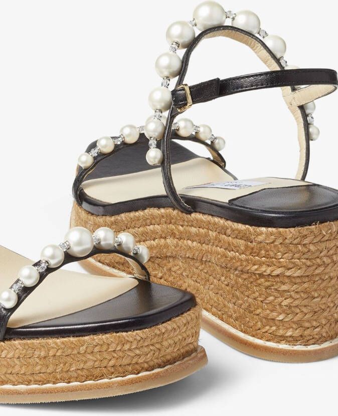 Jimmy Choo Amatuus pearl-embellished 60mm wedge sandals Black