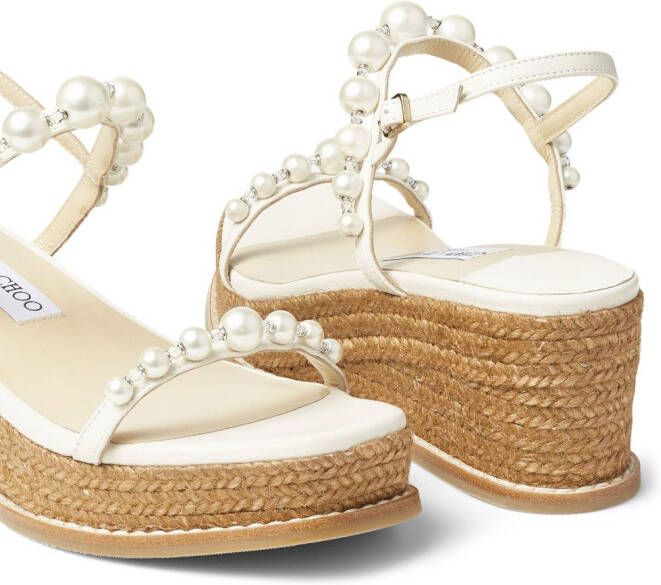 Jimmy Choo Amatuus pearl-embellished 60mm wedge sandals White