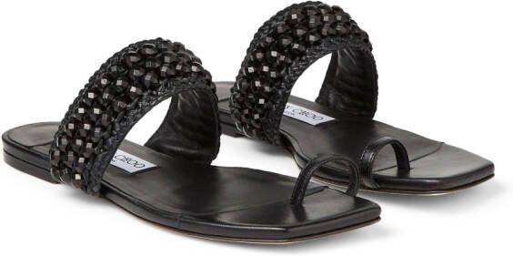 Jimmy Choo Amoure beaded flat sandals Black