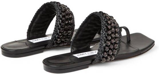 Jimmy Choo Amoure beaded flat sandals Black