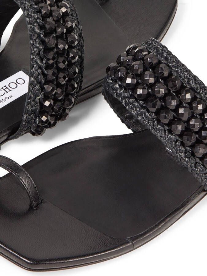Jimmy Choo Amoure beaded flat sandals Black