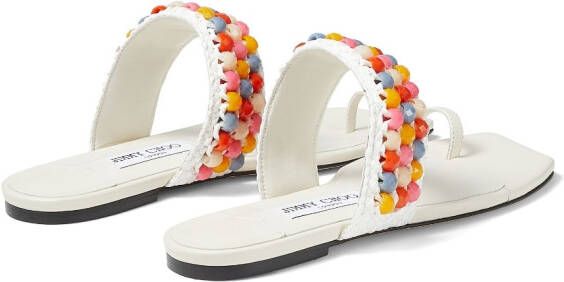 Jimmy Choo Amoure beaded flat sandals White
