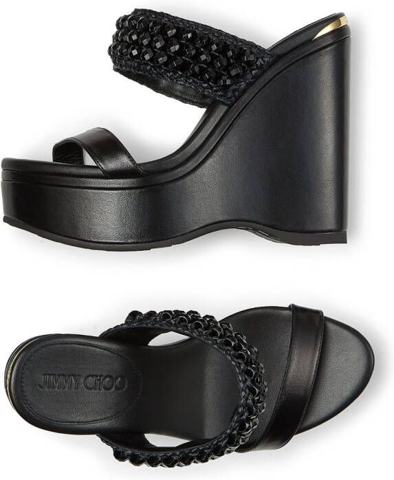 Jimmy Choo Amoure beaded wedge sandals Black