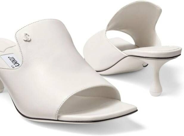 Jimmy Choo Ander 50mm leather mules White