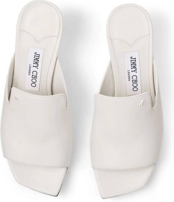 Jimmy Choo Ander 50mm leather mules White