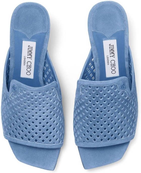 Jimmy Choo Ander 50mm perforated suede mules Blue