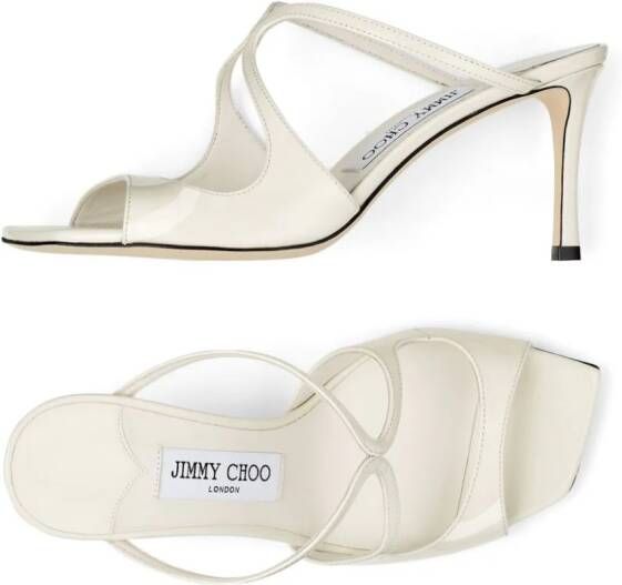 Jimmy Choo Anise 75mm patent-leather mules White