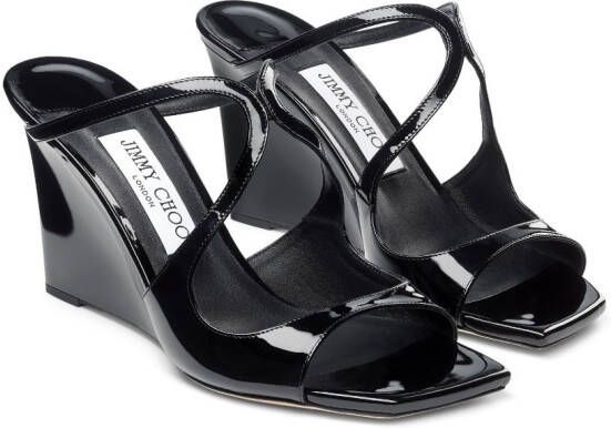 Jimmy Choo Anise 85 wedge sandals Black