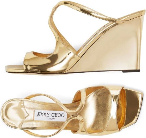 Jimmy Choo Anise 85 wedge sandals Gold