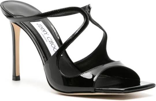 Jimmy Choo Anise 95mm cut-out patent mules Black
