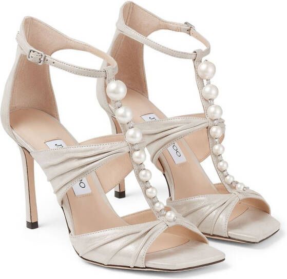 Jimmy Choo Aura 95mm stiletto sandals Neutrals