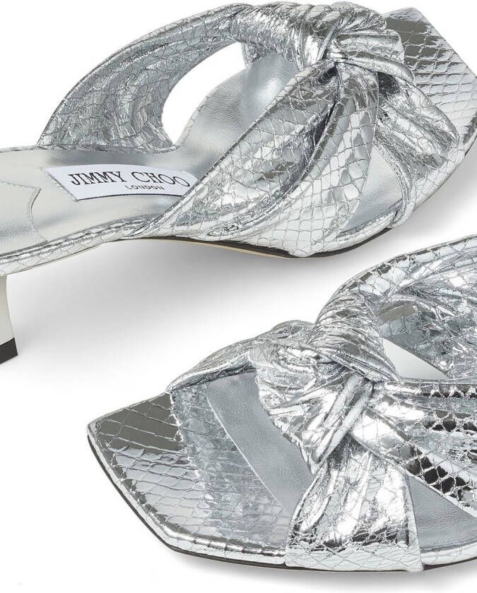 Jimmy Choo Avenue 50mm metallic-effect mules Silver