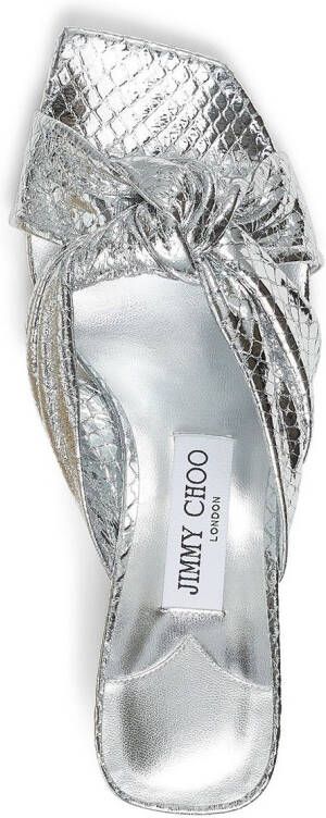 Jimmy Choo Avenue 50mm metallic-effect mules Silver