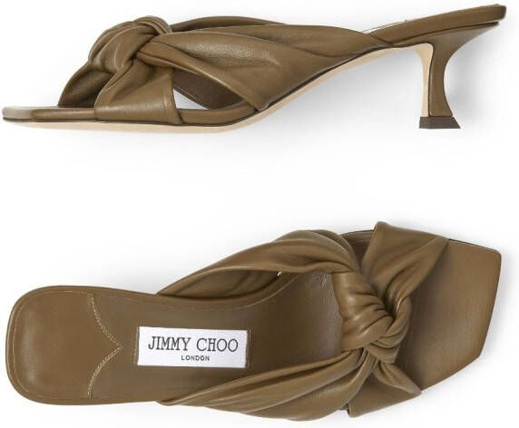 Jimmy Choo Avenue 50mm twist-detail mules Green