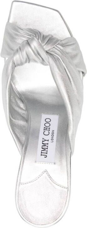 Jimmy Choo Avenue 85mm metallic leather mules Silver