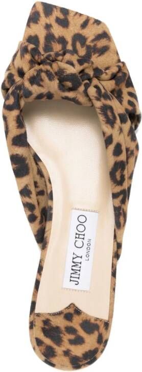 Jimmy Choo Avenue leopard-print sandals Brown