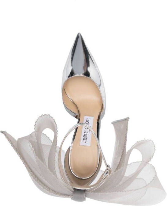 Jimmy Choo Averly 100mm oversized-bow pumps Silver