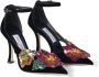 Jimmy Choo Azara 100mm floral-embellished pumps Black - Thumbnail 2